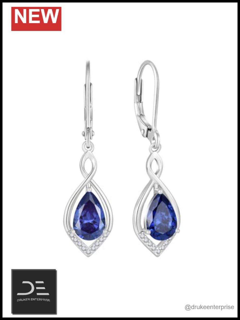 925 Sterling Silver Infinity Teardrop Leverback Earrings Dangle Drop for Women